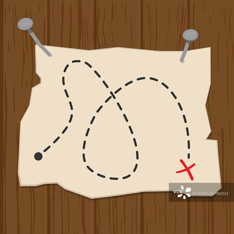 藏宝图，上面有一个“X”标记着地点图片素材