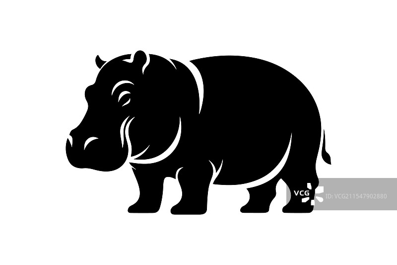 简约风格的河马剪影图片素材