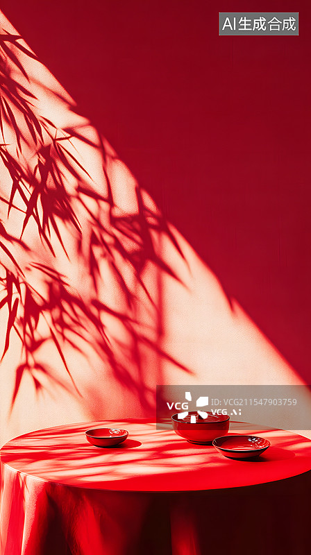 【AI数字艺术】AIGC：红色光影静物图片素材