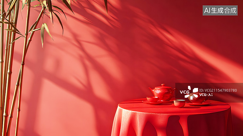 【AI数字艺术】AIGC：红色光影静物图片素材