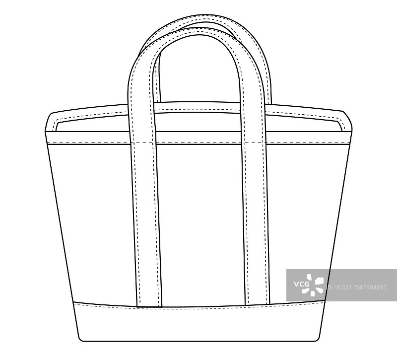 购物袋轮廓，白色，孤立背景图片素材