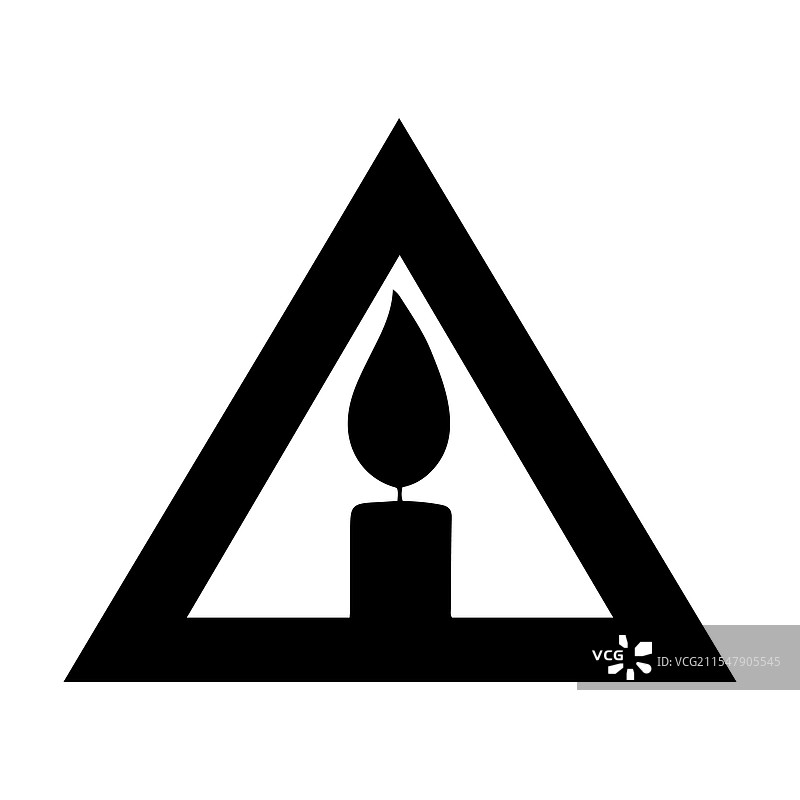 带有蜡烛和火焰的警告标志图片素材