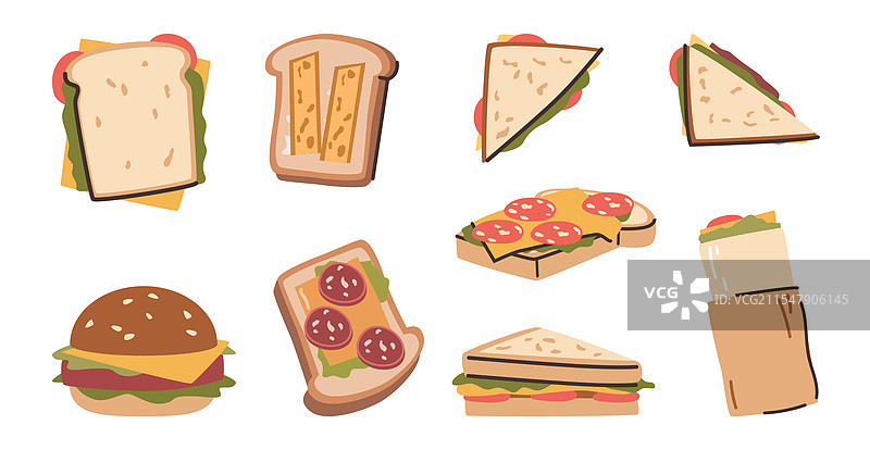 培根、奶酪和蔬菜三明治小吃图片素材