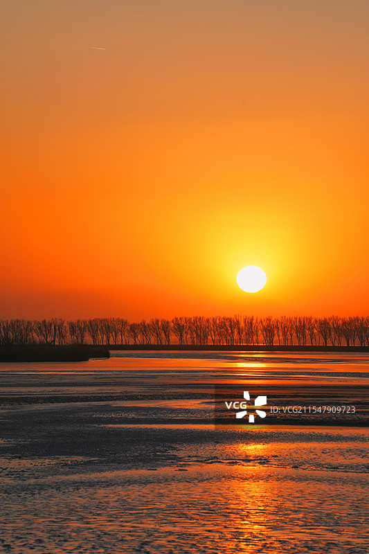 北京野鸭湖冬天的日落图片素材