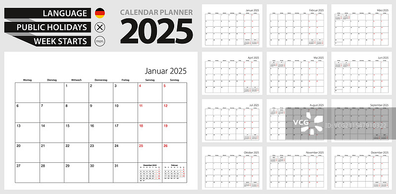 2025年德语日历规划器图片素材