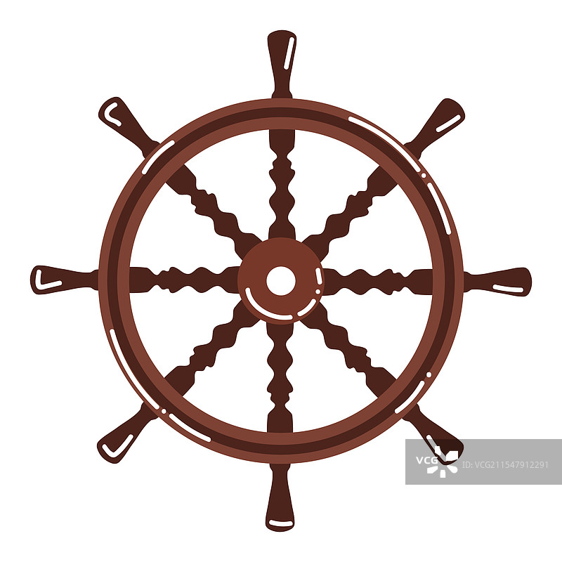 卡通船舵或船轮的扁平风格设计图片素材