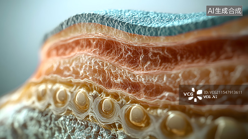 【AI数字艺术】分层的皮肤横截面图片素材