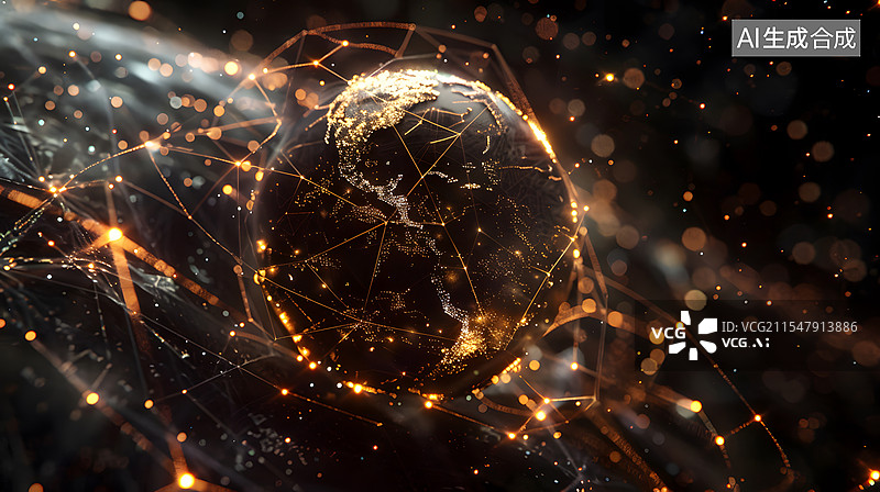 【AI数字艺术】数据网络科技星球图片素材