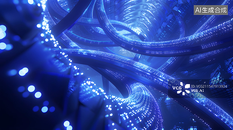 【AI数字艺术】网络数据传输电缆光缆图片素材