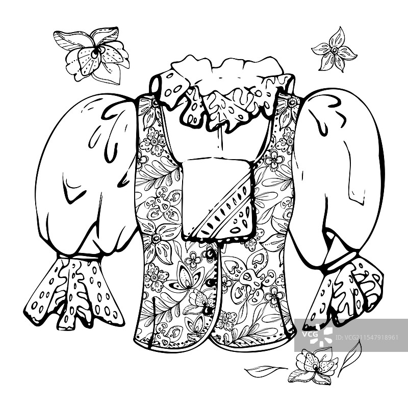 蒂罗尔传统服饰泡泡蕾丝上衣背心图片素材