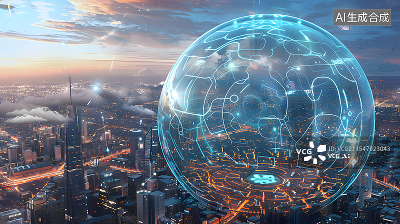 【AI数字艺术】科技互联网络互通物联网城市概念图片素材