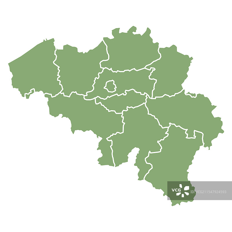 比利时的绿色地图，标注州和领土图片素材