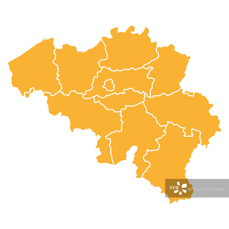 比利时的橙色地图，标注州和领土图片素材