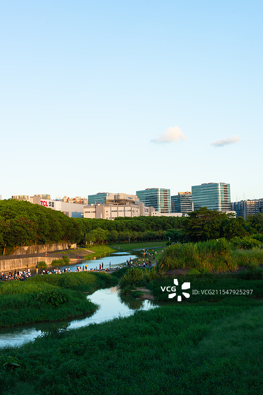 深圳市茅洲河河段城市风景图片素材