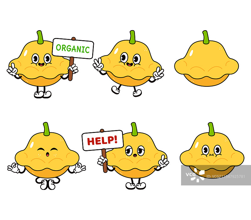 有趣可爱的黄色南瓜角色组合套装图片素材