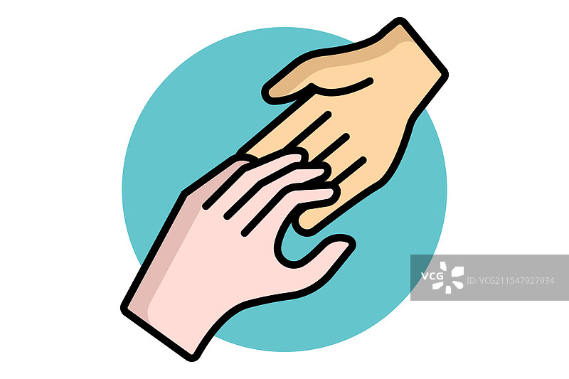 帮助图标 彩色轮廓图标风格 手持图片素材