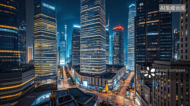 【AI数字艺术】城市建筑夜景风光图片素材