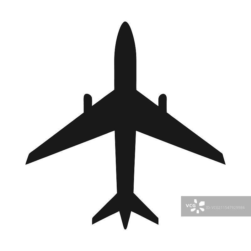 简单的黑色飞机图标，背景为白色图片素材