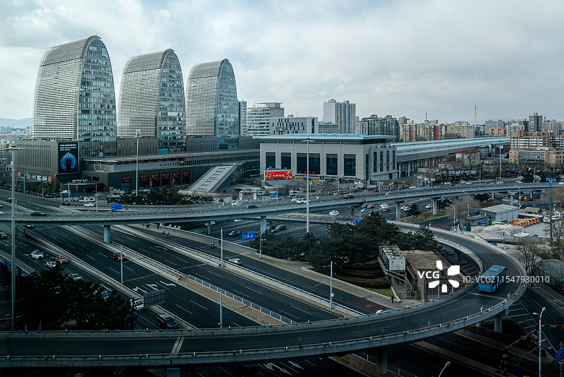 北京地标建筑西直门桥北京北站图片素材