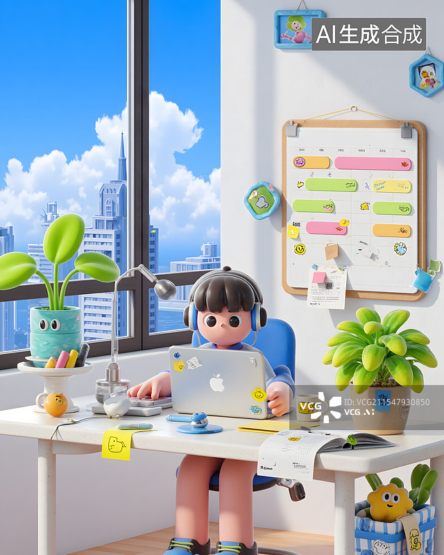 【AI数字艺术】3D办公人物图片素材