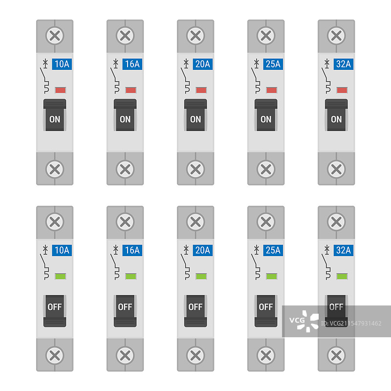 额定10A至32A的单极断路器组图片素材