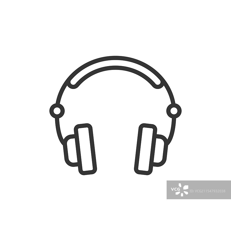 耳机图标，线条设计，佩戴在耳朵上图片素材