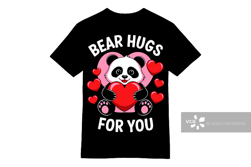 情人节熊猫爱情T恤图片素材