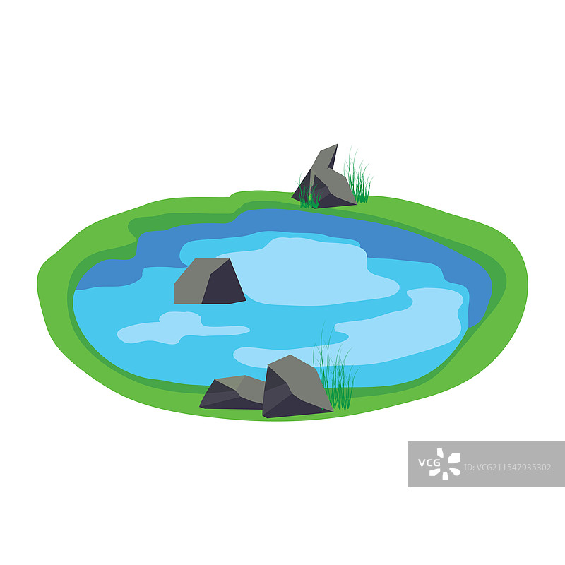 白色背景上的自然池塘图片素材