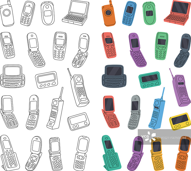 复古手机在竖版横幅中的手机图片素材