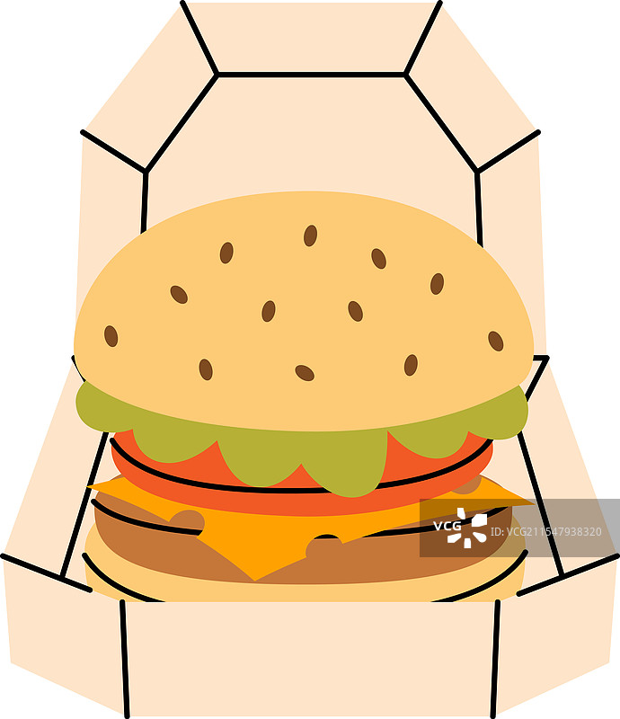 传统美式快餐盒中的汉堡包图片素材