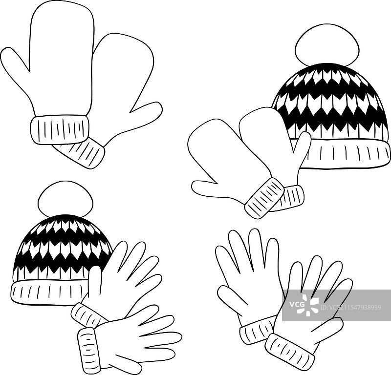 一套不同的儿童冬季和保暖衣物图片素材