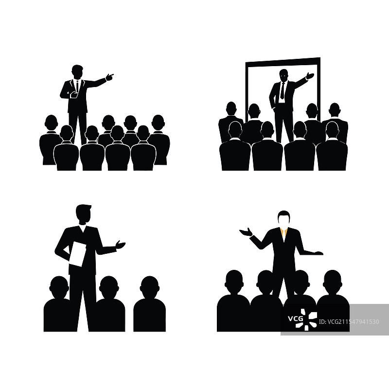 首席执行官在前面演讲的剪影图片素材