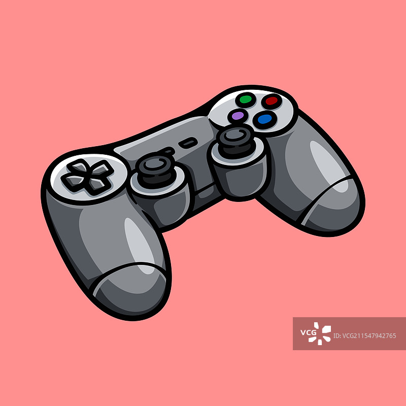 有趣的游戏控制器摇杆卡通形象，孤立展示图片素材