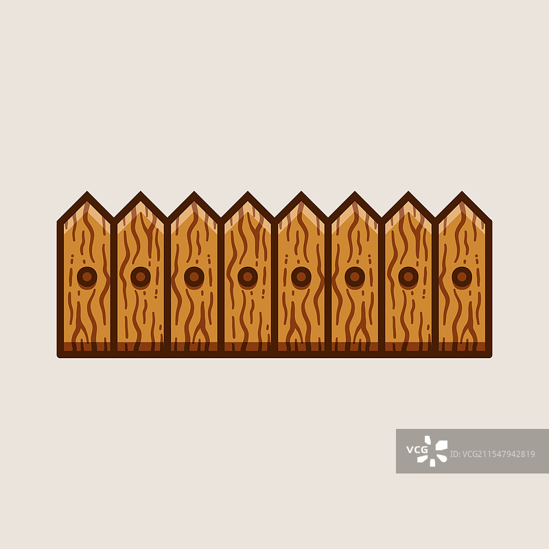 孤立的木质旧围栏彩色线条画图片素材