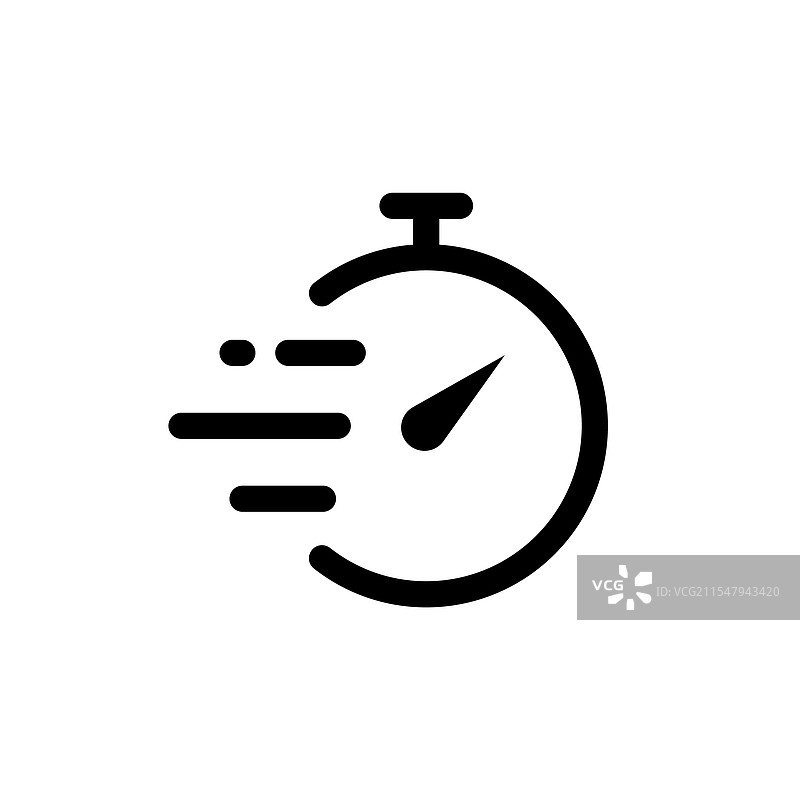 快速时间简单轮廓图标和秒表图标图片素材