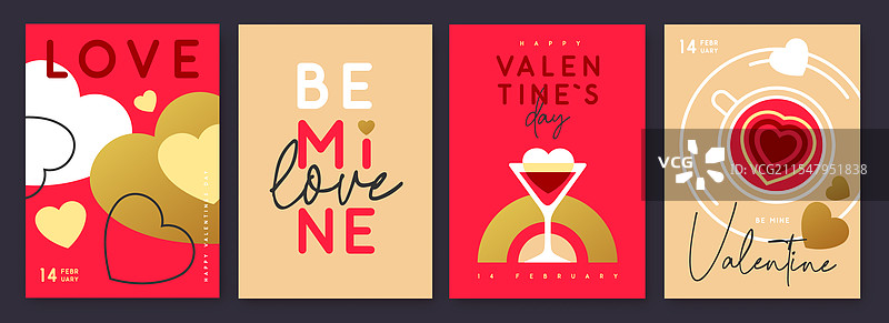 一套快乐的情人节贺卡图片素材
