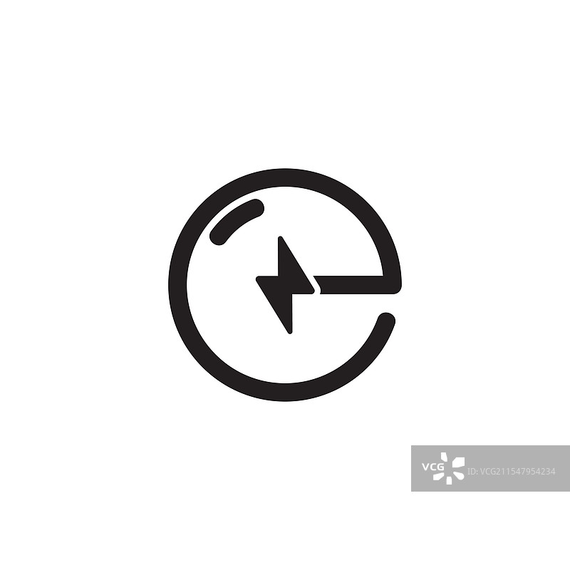 字母E闪电能量圈简单标志图片素材