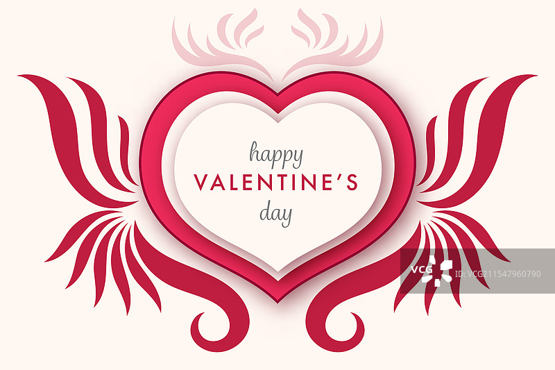 一个带有精致翅膀的风格化心形，完美无瑕图片素材