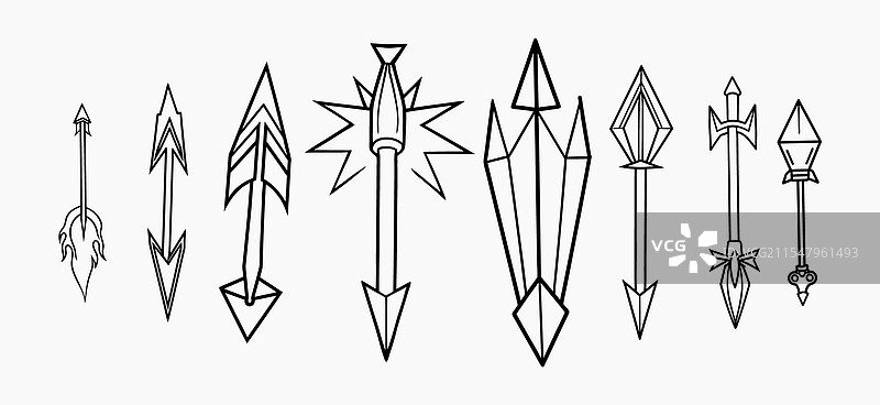独特的手绘游戏箭头套装图片素材