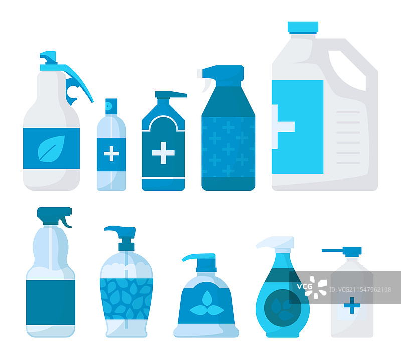 不同消毒液的手部消毒瓶图片素材