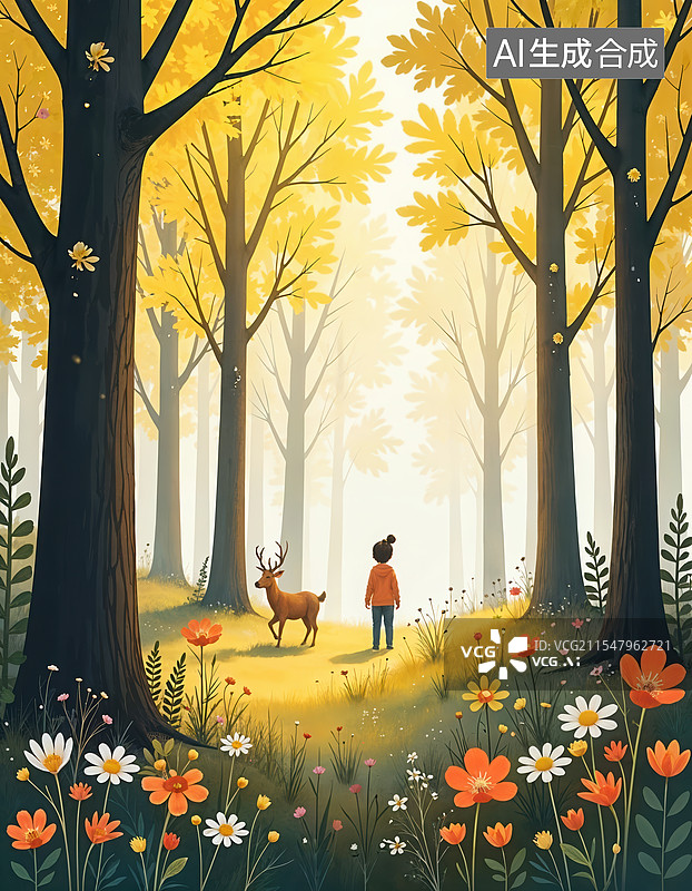 【AI数字艺术】林中漫步图片素材