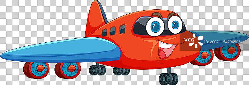 色彩斑斓、微笑的飞机，配有大眼睛图片素材