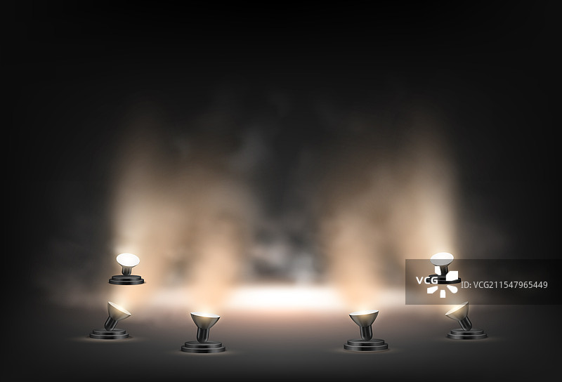 舞台上有微弱的灯光和雾气烟雾图片素材