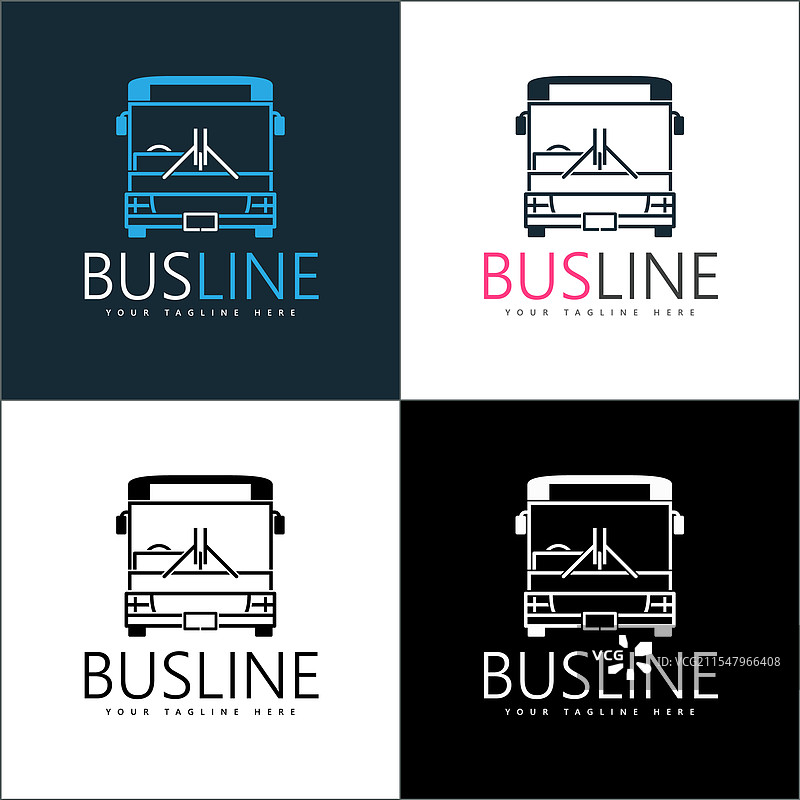 豪华巴士汽车线条艺术标志设计模板集图片素材