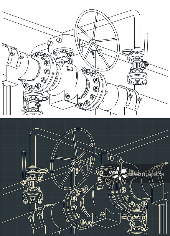 天然气计量滑架特写图纸图片素材