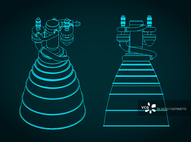 火箭发动机蓝图图片素材