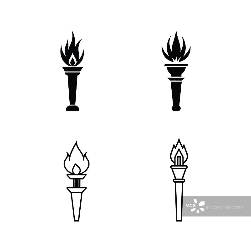 白色背景上的火炬轮廓束图片素材