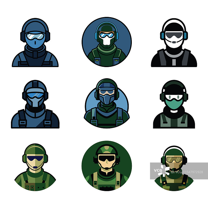 装备精良的特种部队突击队员头像图片素材