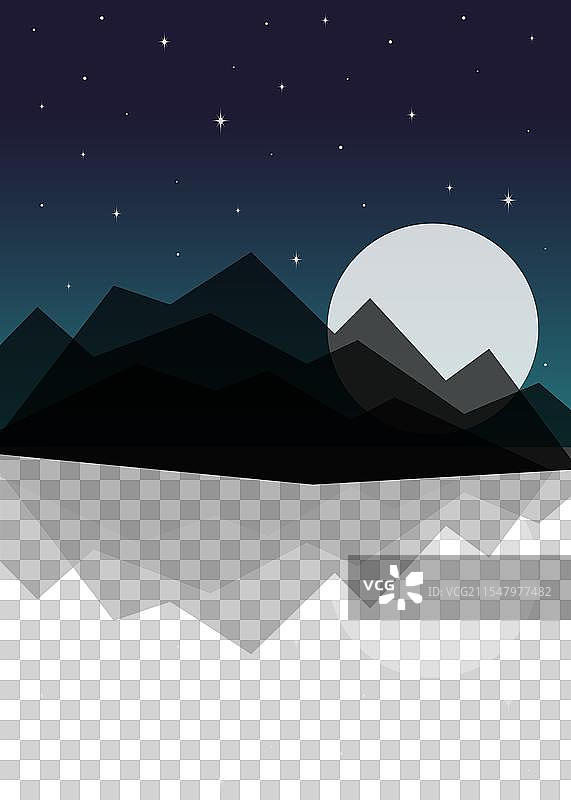 极简美学夜晚山脉风景图片素材