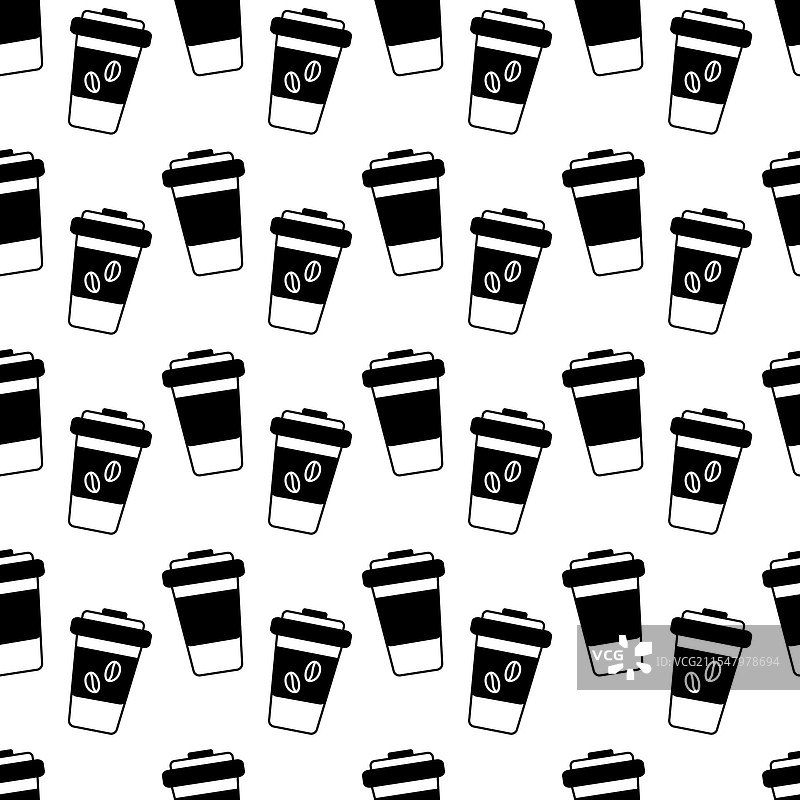 黑白一次性杯子无缝图案图片素材